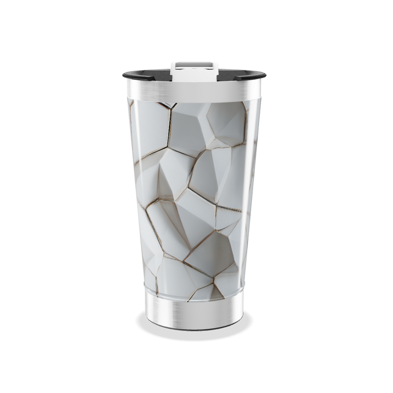 Copo Térmico - Textura geométrica branca