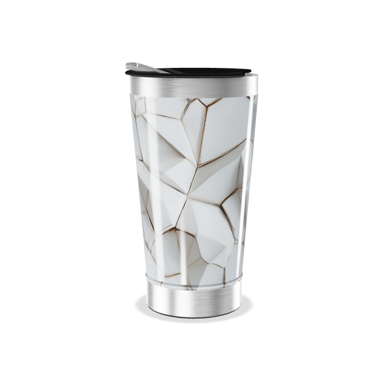 Copo Térmico - Textura geométrica branca