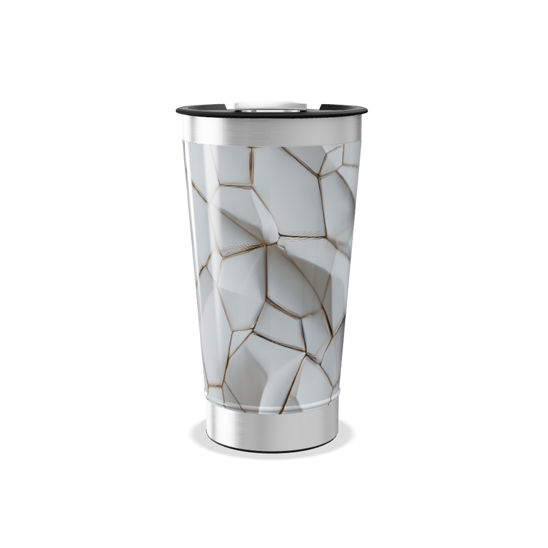 Copo Térmico - Textura geométrica branca