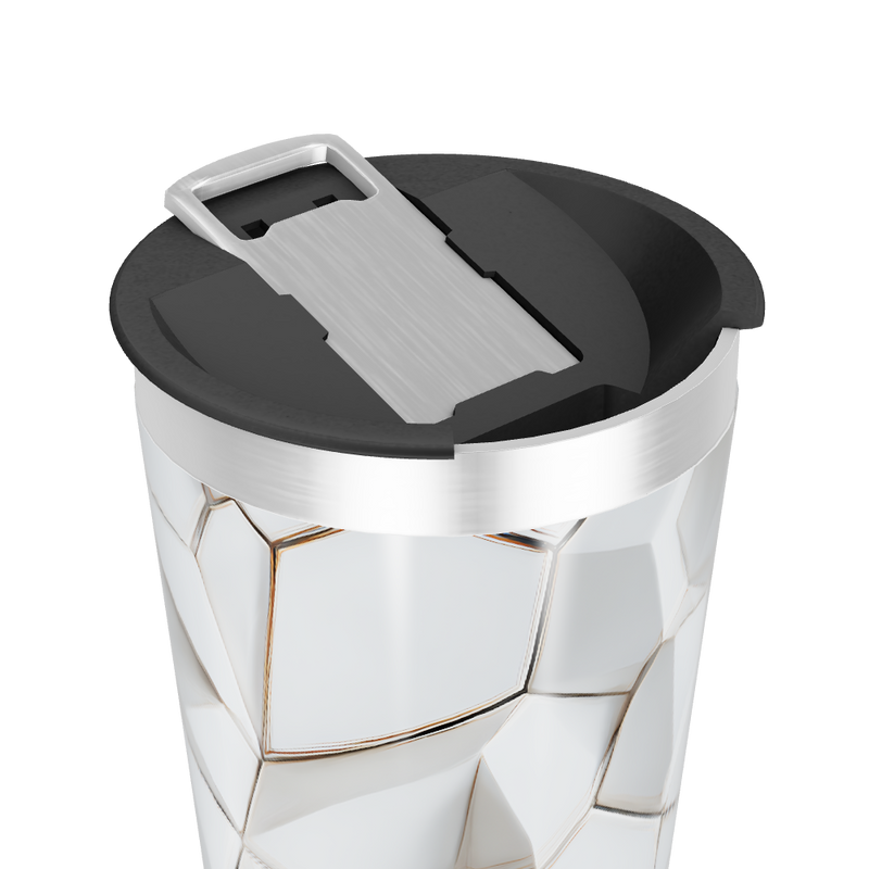 Copo Térmico - Textura geométrica branca