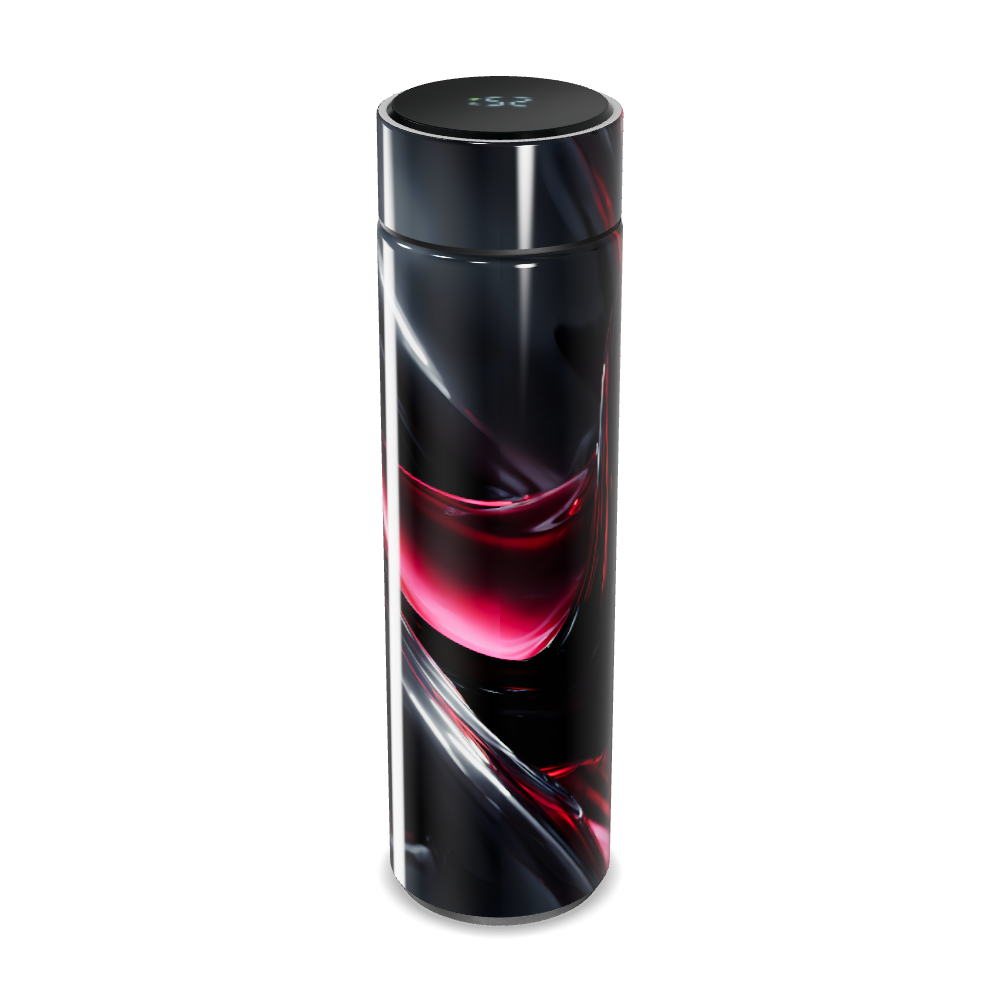 Garrafa Térmica Touch - Design Abstrato Preto e Vermelho