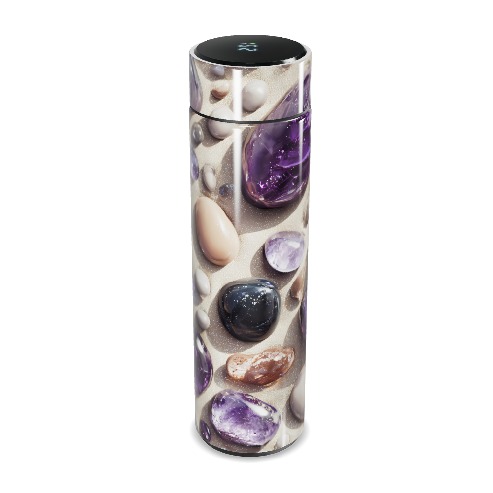 Garrafa Térmica Touch - Roxa com Pedras Decorativas