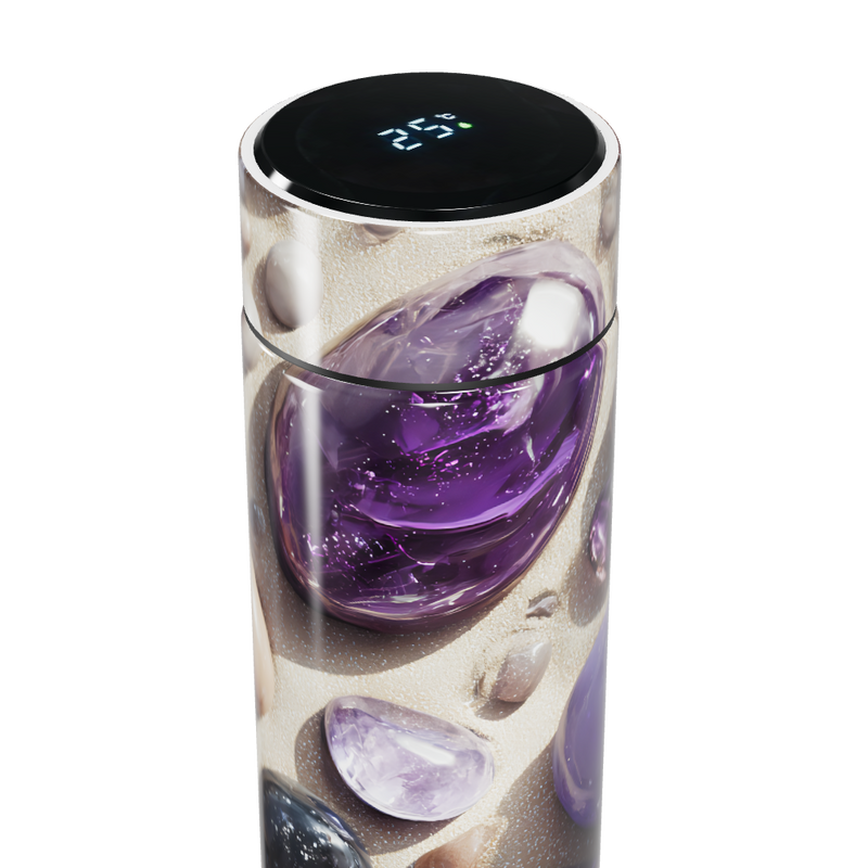 Garrafa Térmica Touch - Roxa com Pedras Decorativas