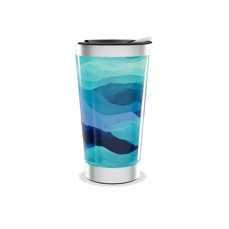 Copo Térmico - Azul com ondas