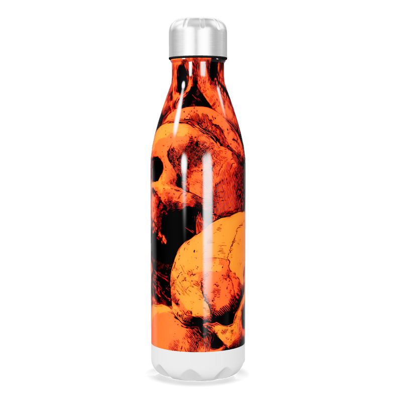 Garrafa Inox Caveiras Laranja e Preto