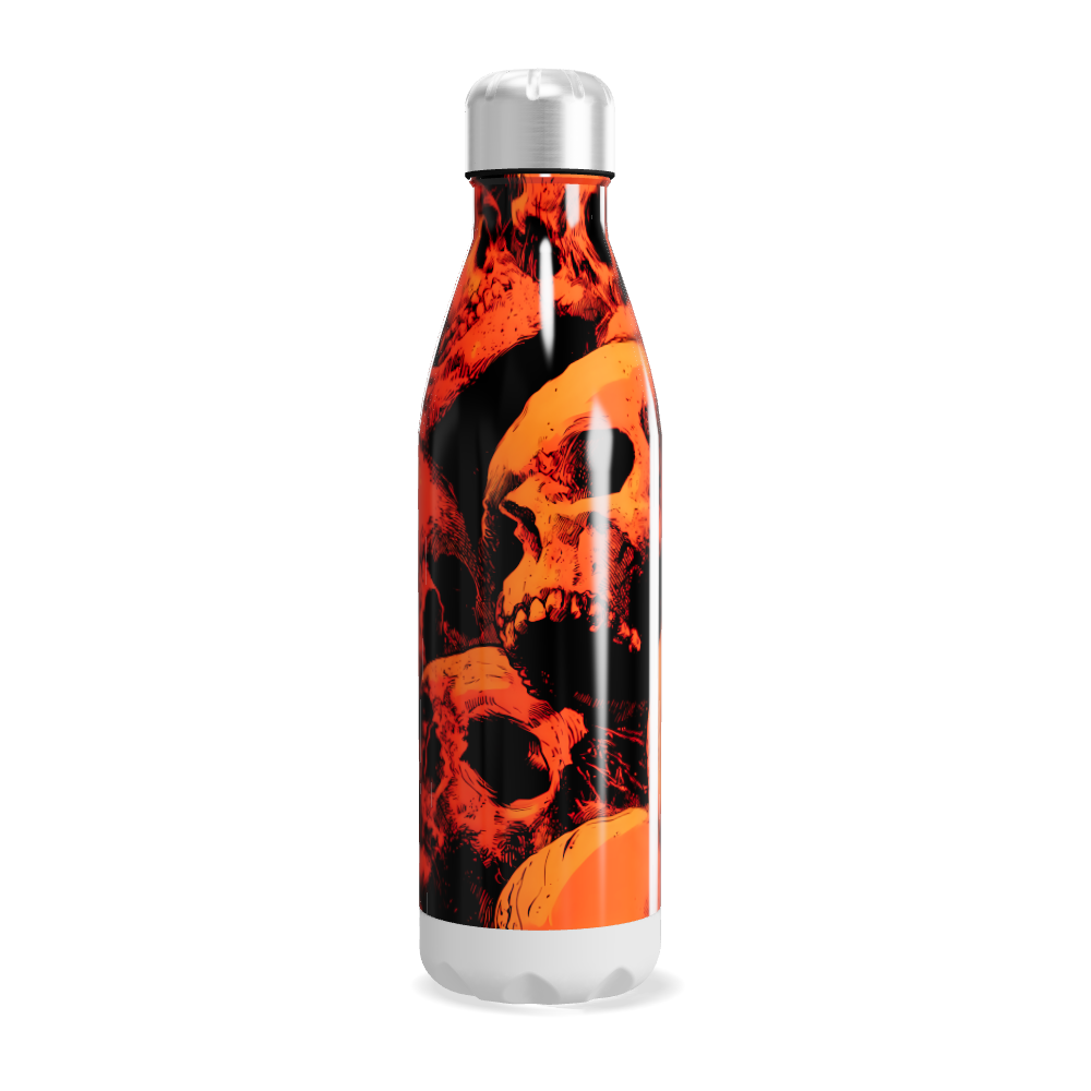 Garrafa Inox Caveiras Laranja e Preto