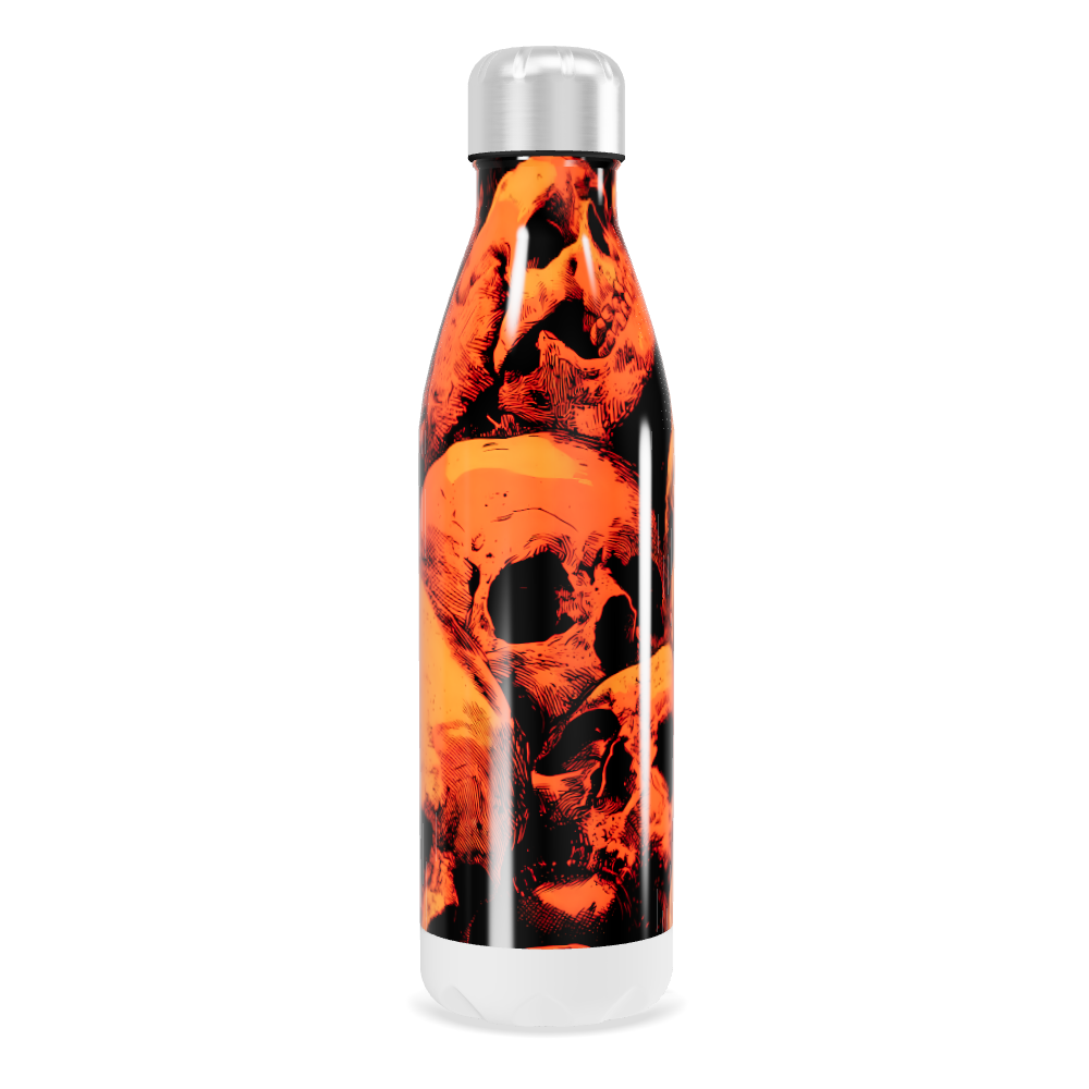 Garrafa Inox Caveiras Laranja e Preto