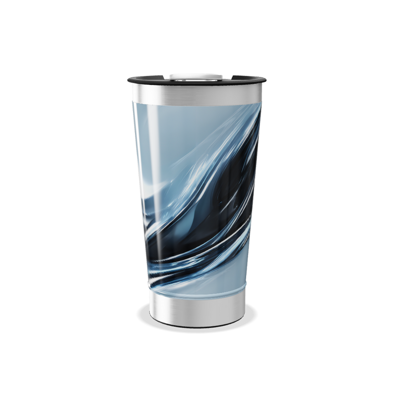 Copo Térmico - Preto e Prata Abstrato