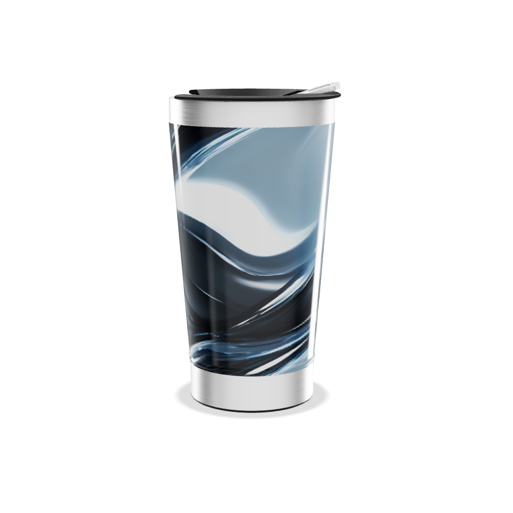 Copo Térmico - Preto e Prata Abstrato