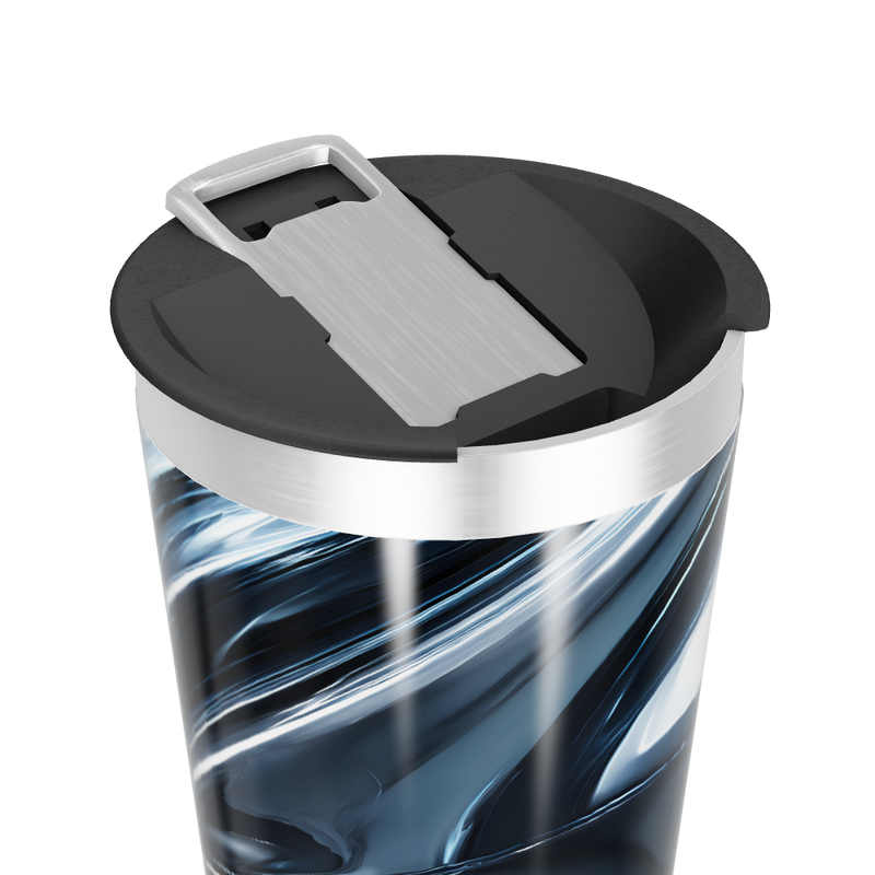 Copo Térmico - Preto e Prata Abstrato