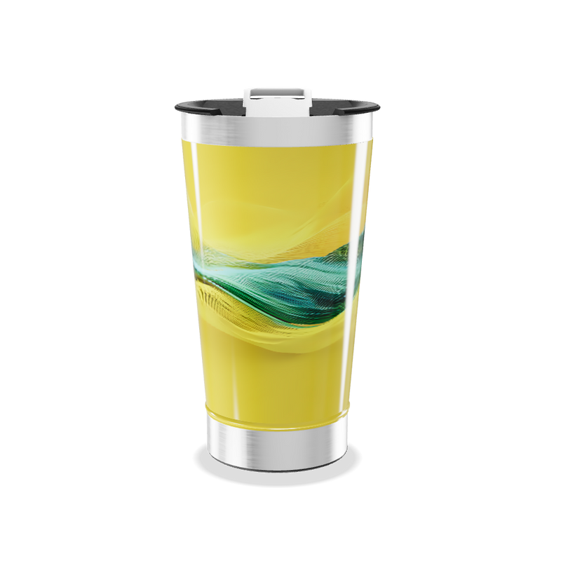 Copo Térmico - Amarelo com Design Ondulado