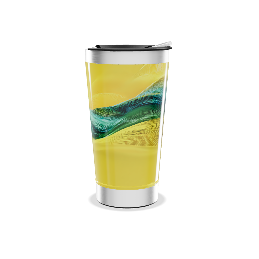 Copo Térmico - Amarelo com Design Ondulado