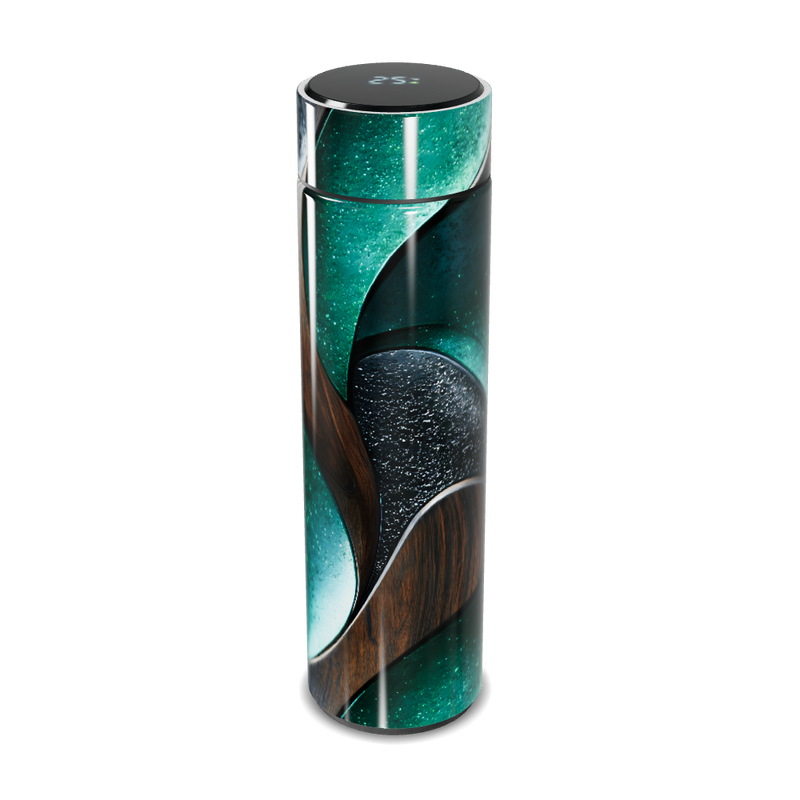 Garrafa Térmica Touch - Verde com Design Madeira