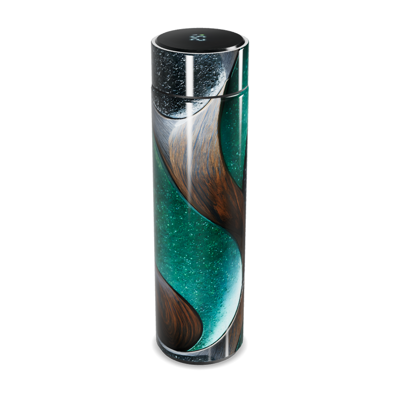 Garrafa Térmica Touch - Verde com Design Madeira