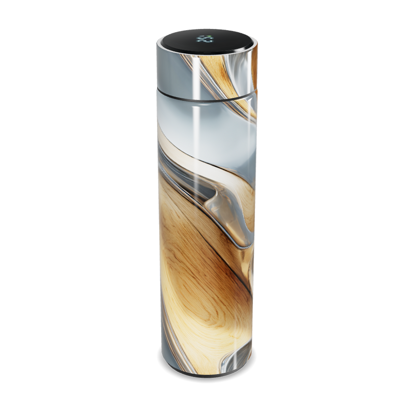 Garrafa Térmica Touch - Design Madeira Aço Inox