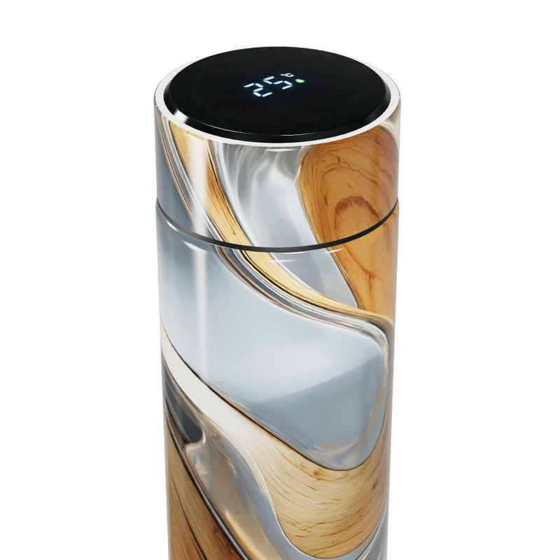 Garrafa Térmica Touch - Design Madeira Aço Inox