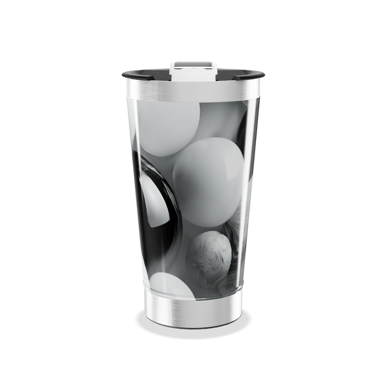 Copo Térmico - Preto e Branco Aço Inox