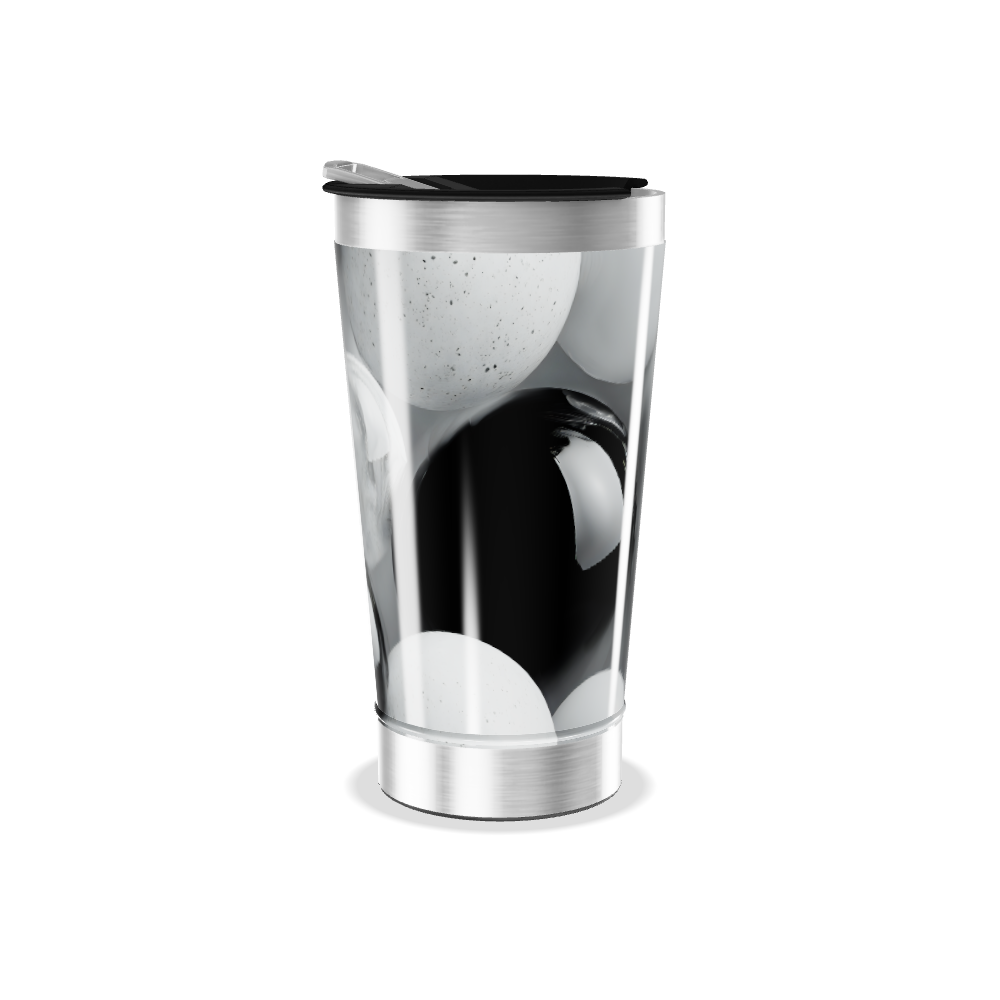 Copo Térmico - Preto e Branco Aço Inox