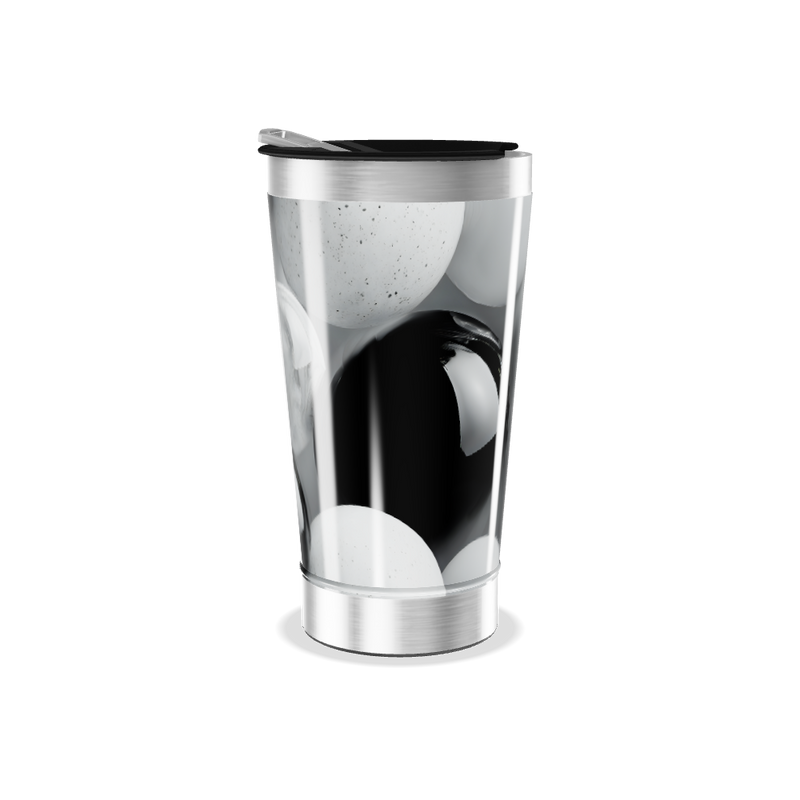 Copo Térmico - Preto e Branco Aço Inox