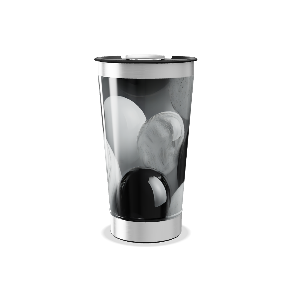 Copo Térmico - Preto e Branco Aço Inox