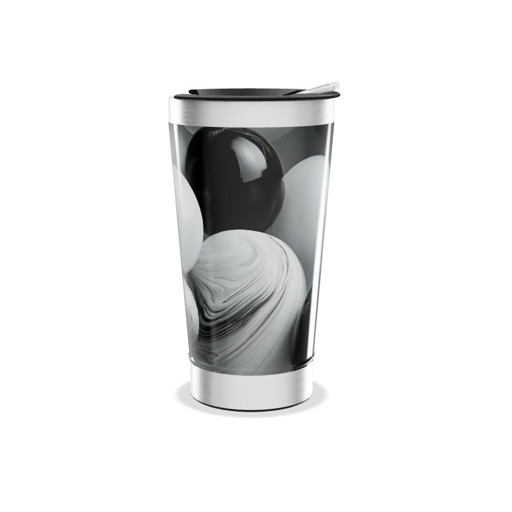 Copo Térmico - Preto e Branco Aço Inox