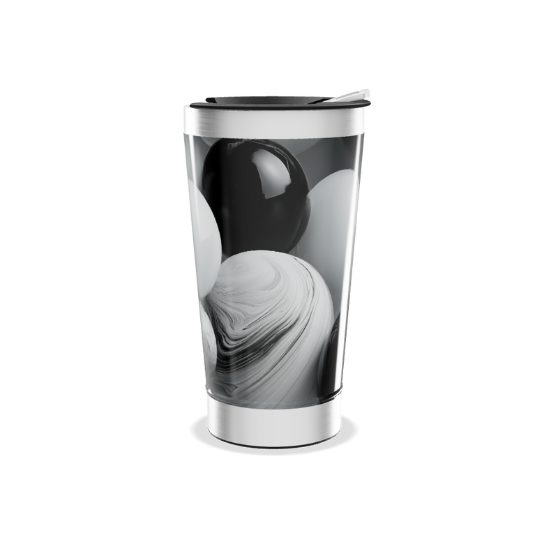 Copo Térmico - Preto e Branco Aço Inox