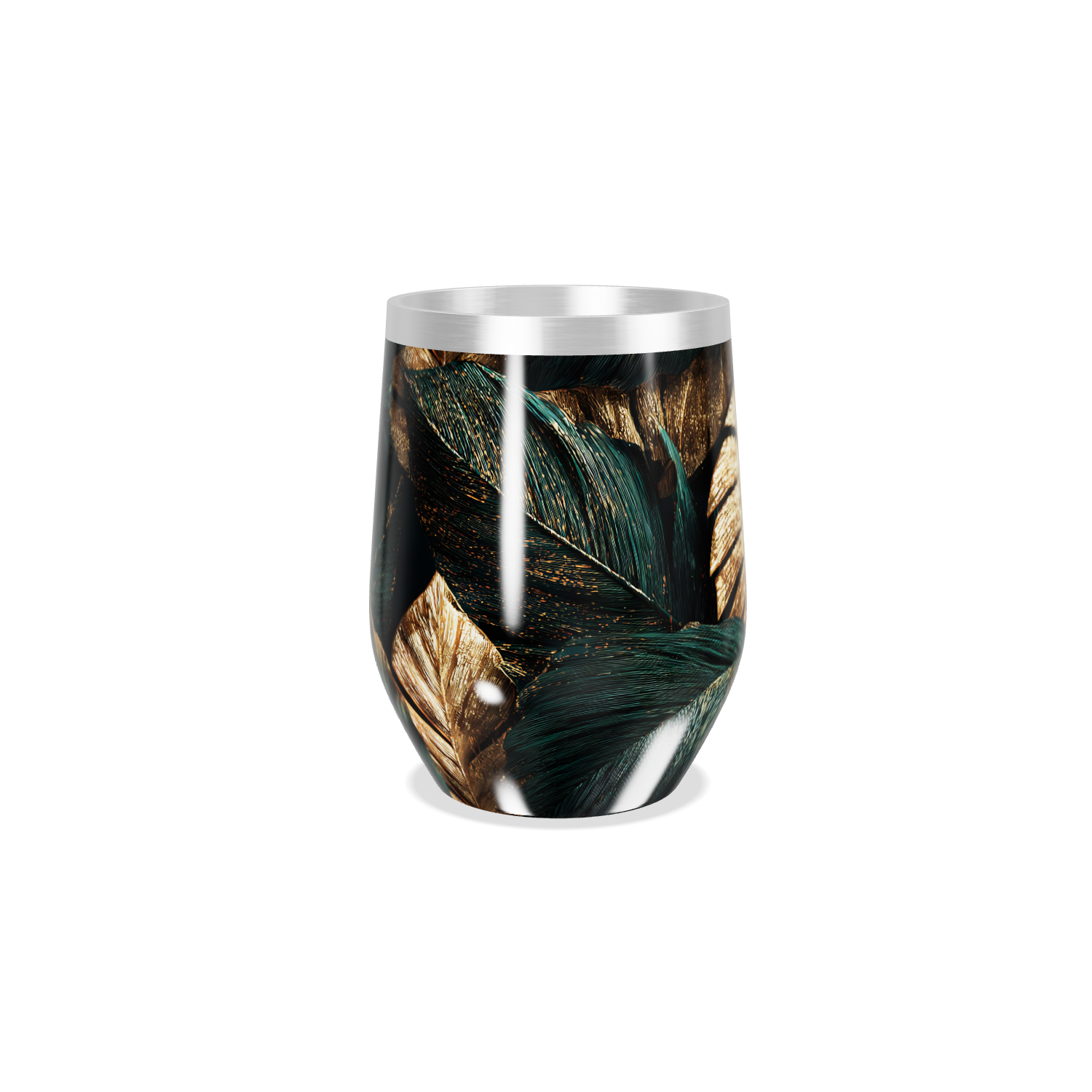 Copo Térmico Slim - Folhas Douradas e Verdes