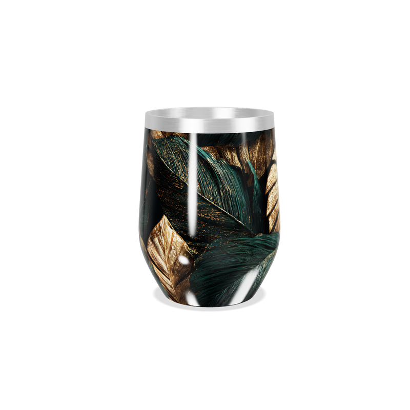 Copo Térmico Slim - Folhas Douradas e Verdes
