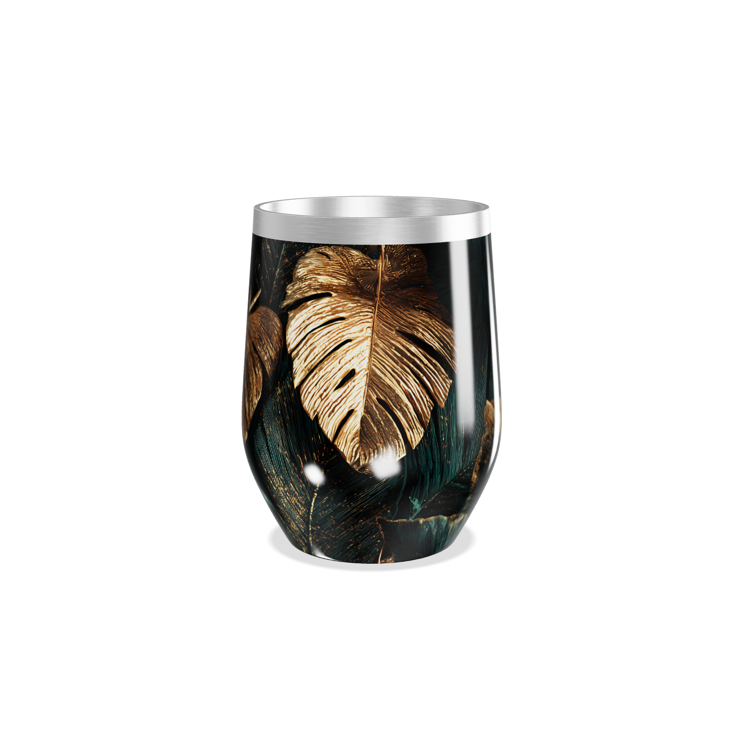 Copo Térmico Slim - Folhas Douradas e Verdes