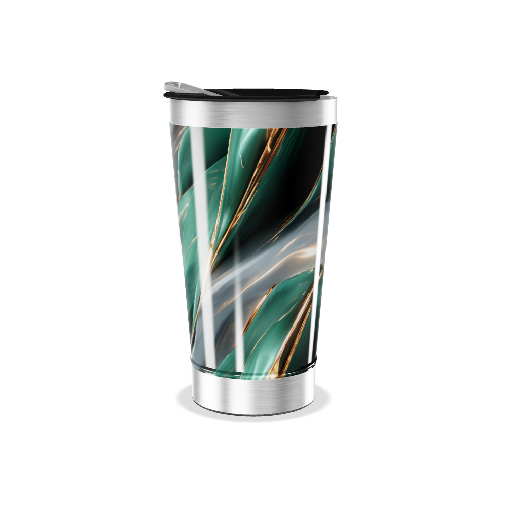 Copo Térmico - Verde Abstrato Aço Inox