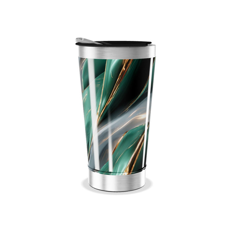 Copo Térmico - Verde Abstrato Aço Inox