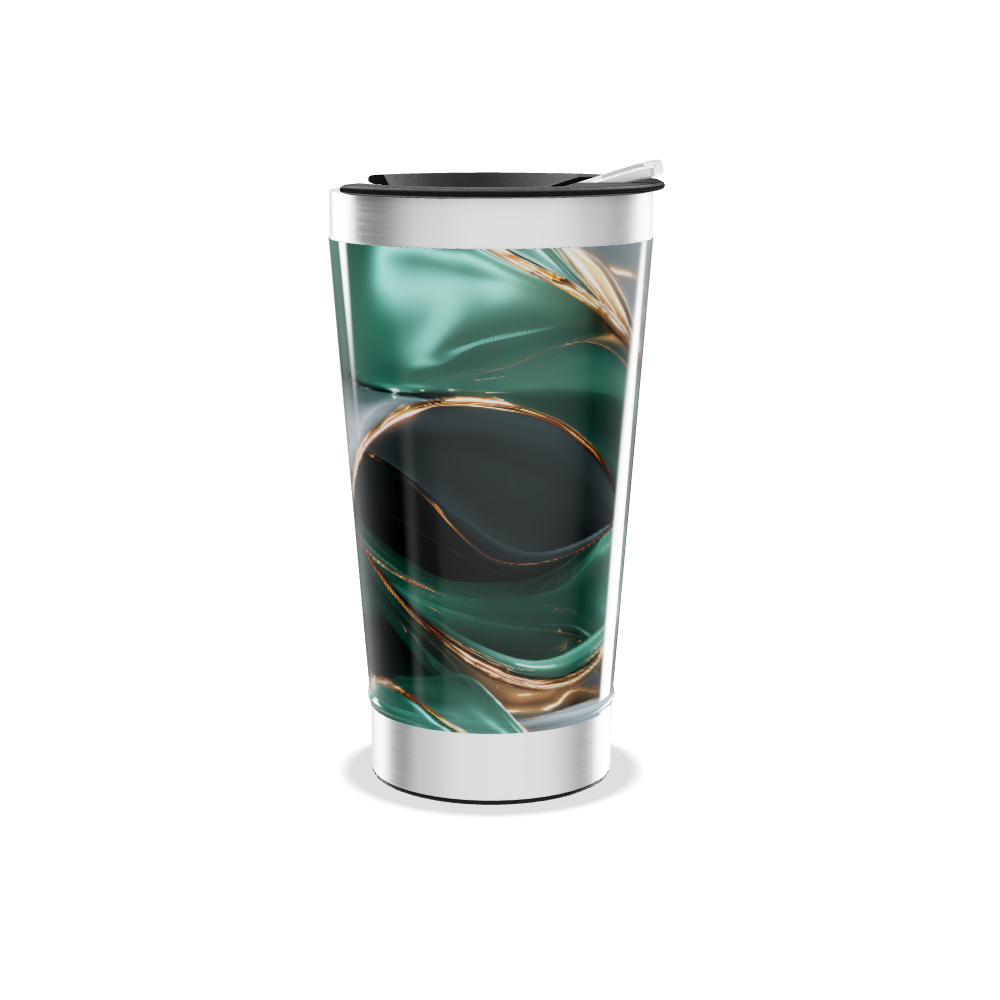 Copo Térmico - Verde Abstrato Aço Inox