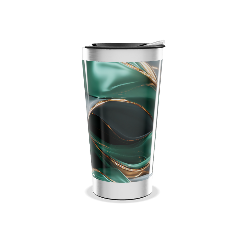 Copo Térmico - Verde Abstrato Aço Inox