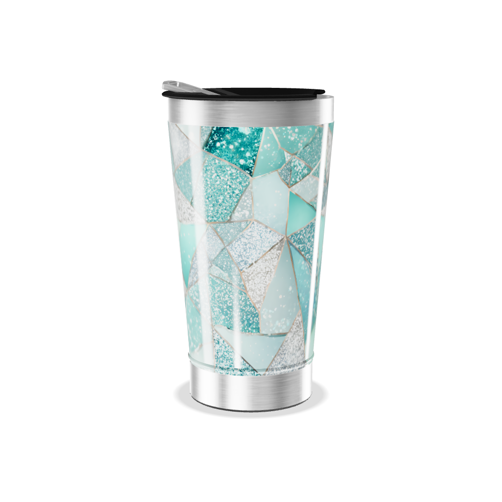 Copo Térmico - Vidro Azul Geométrico