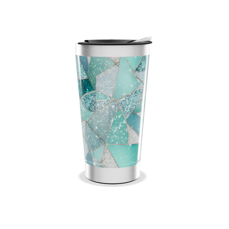 Copo Térmico - Vidro Azul Geométrico