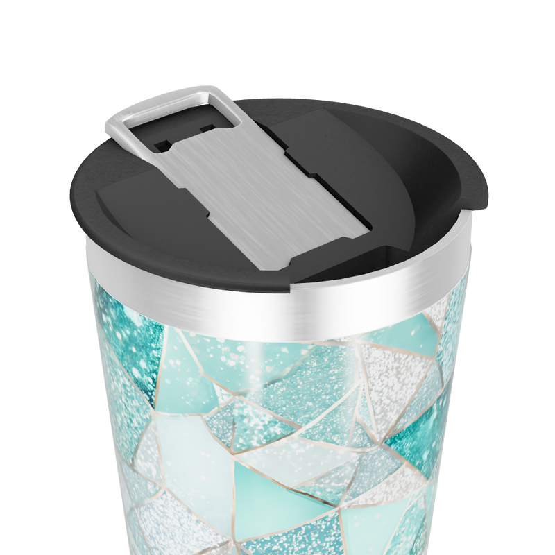 Copo Térmico - Vidro Azul Geométrico