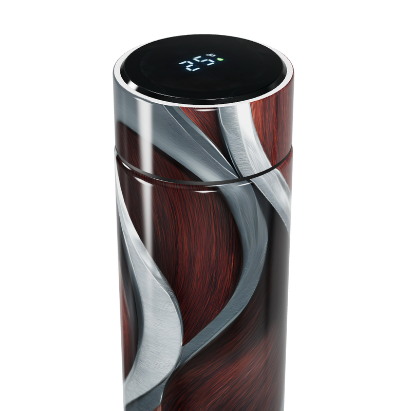 Garrafa Térmica Touch - Madeira Inox