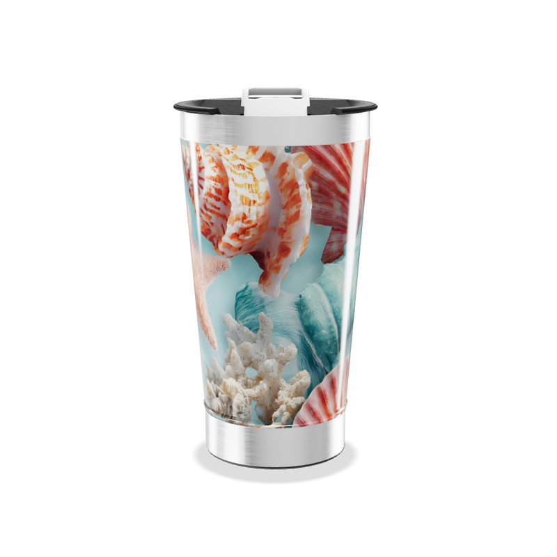 Copo Térmico - Estampa Conchas e Corais