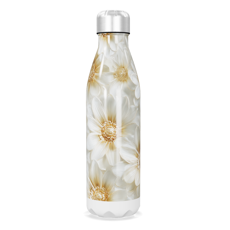 Garrafa Inox - Flores Brancas Elegante