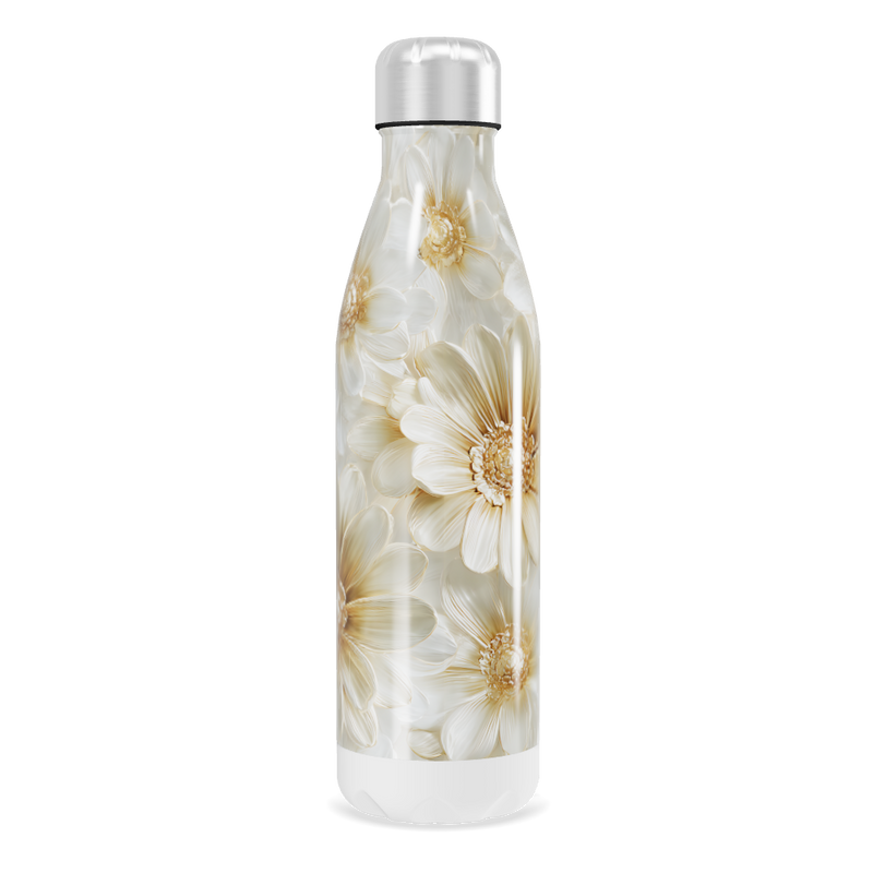 Garrafa Inox - Flores Brancas Elegante