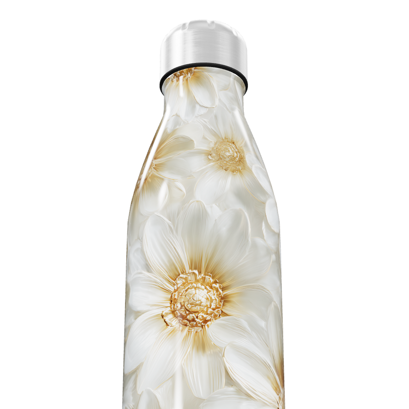 Garrafa Inox - Flores Brancas Elegante