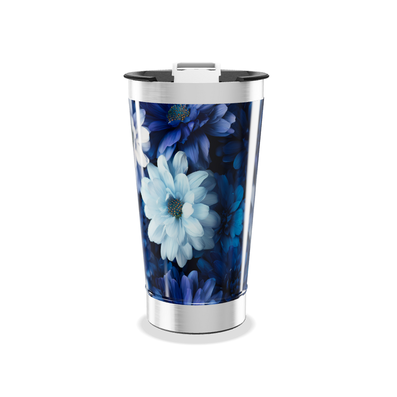 Copo Térmico - Floral Azul Inox