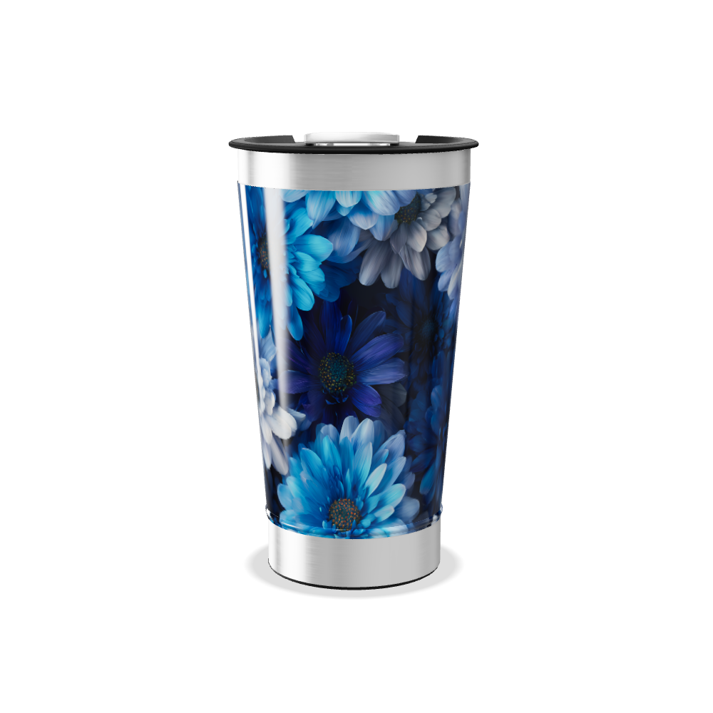Copo Térmico - Floral Azul Inox