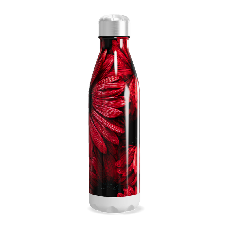 Garrafa Inox Flores Vermelhas
