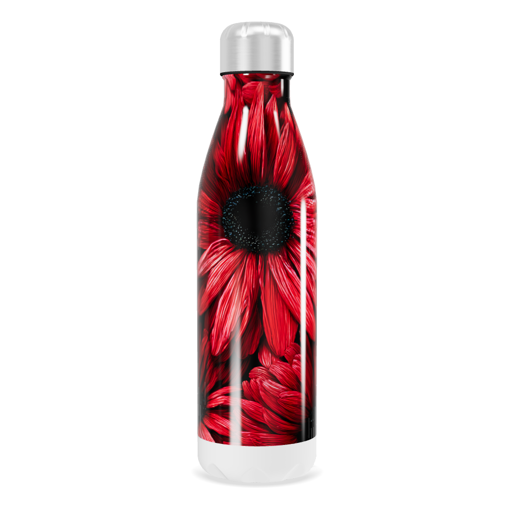 Garrafa Inox Flores Vermelhas
