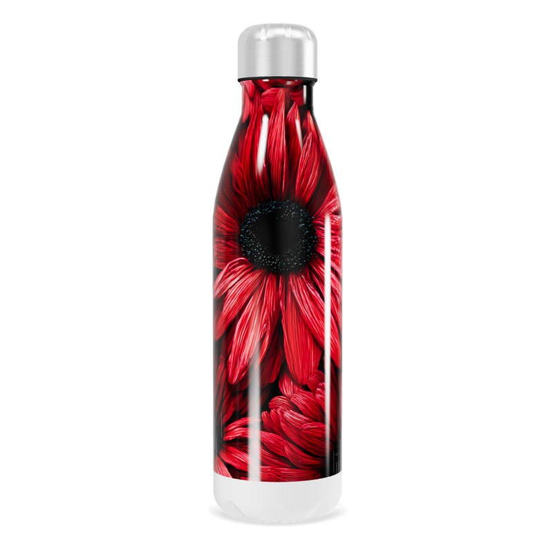 Garrafa Inox Flores Vermelhas