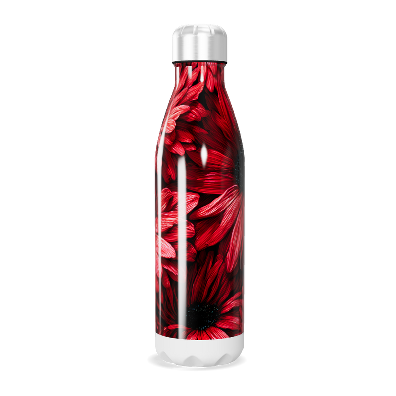 Garrafa Inox Flores Vermelhas
