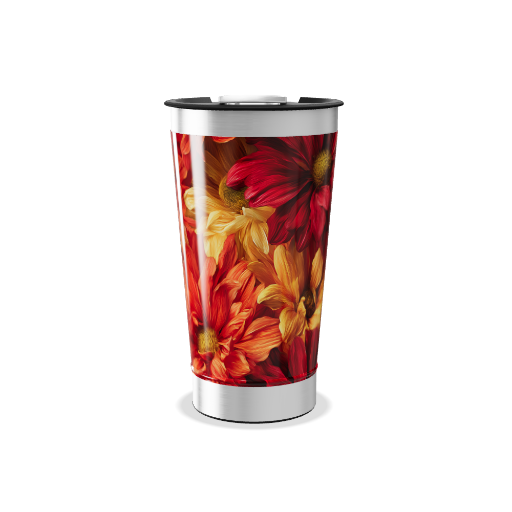 Copo Térmico - Flores Vermelhas e Amarelas