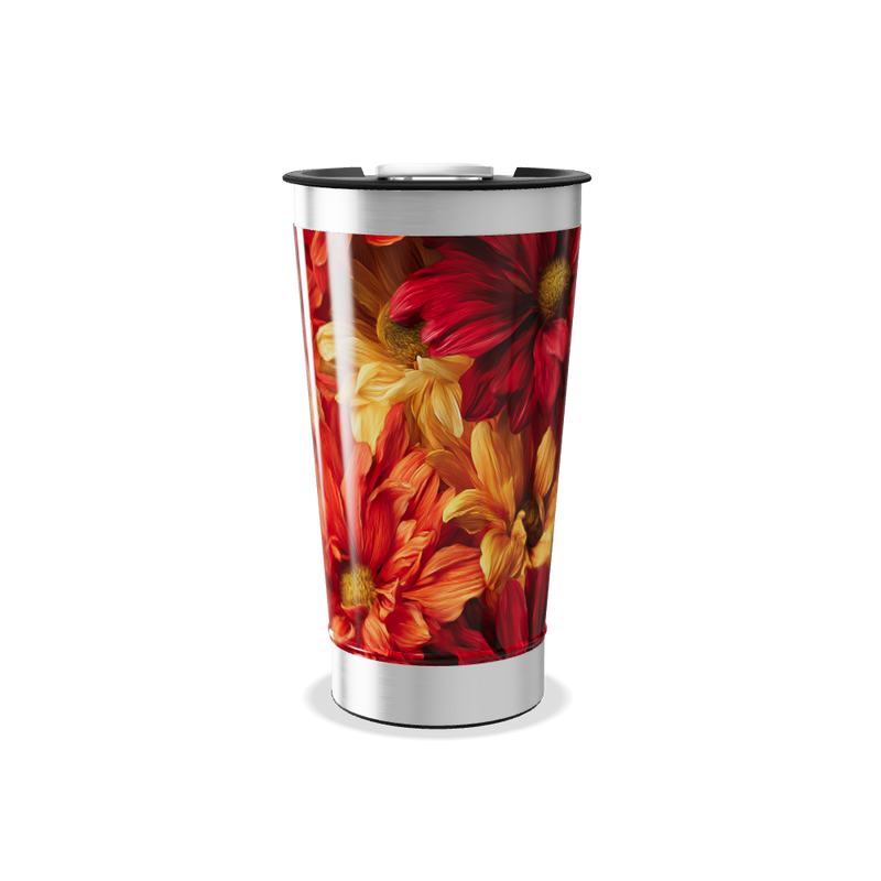 Copo Térmico - Flores Vermelhas e Amarelas