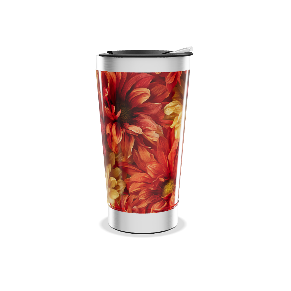 Copo Térmico - Flores Vermelhas e Amarelas